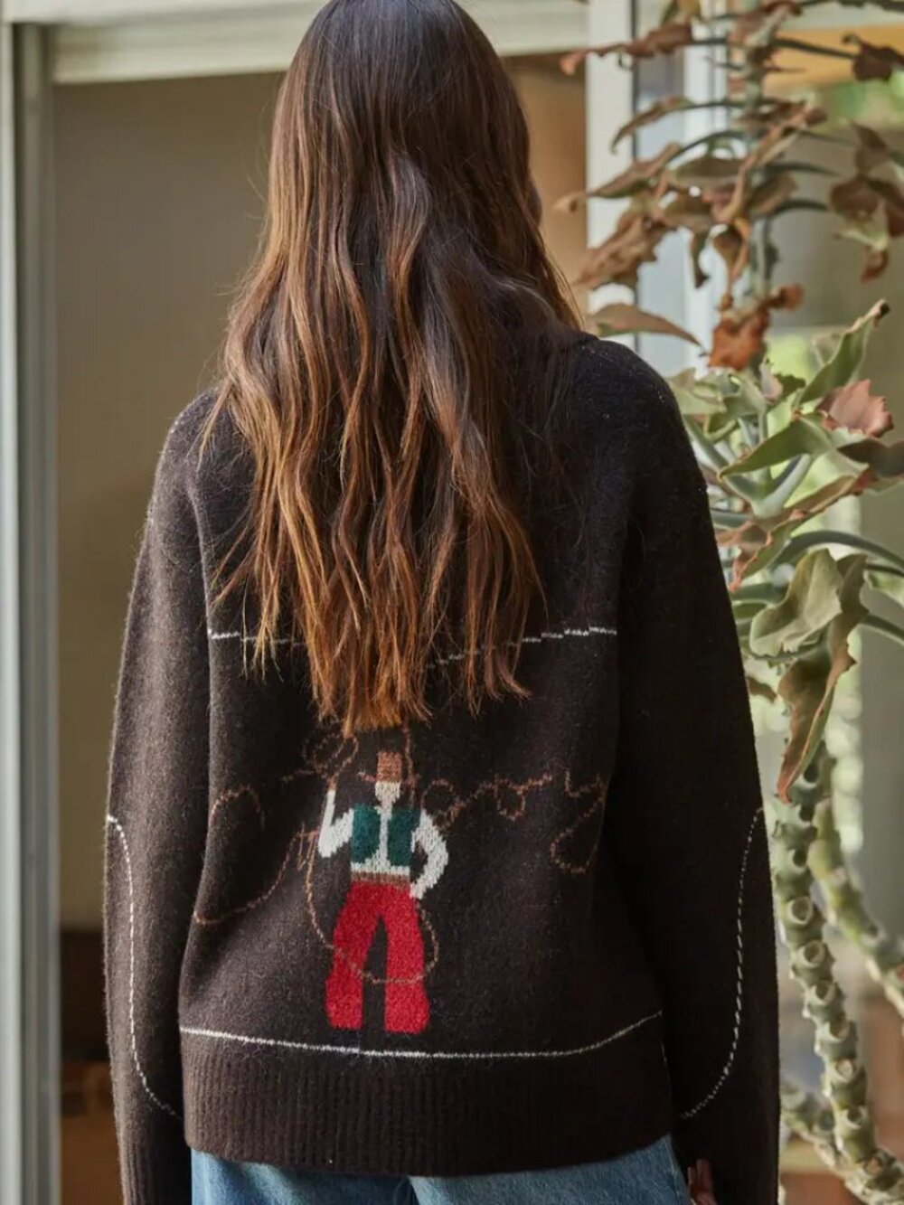 Knit Sweater Print Zip-Up Collar Neck Long Sleeve NEW - Picture 4 of 4